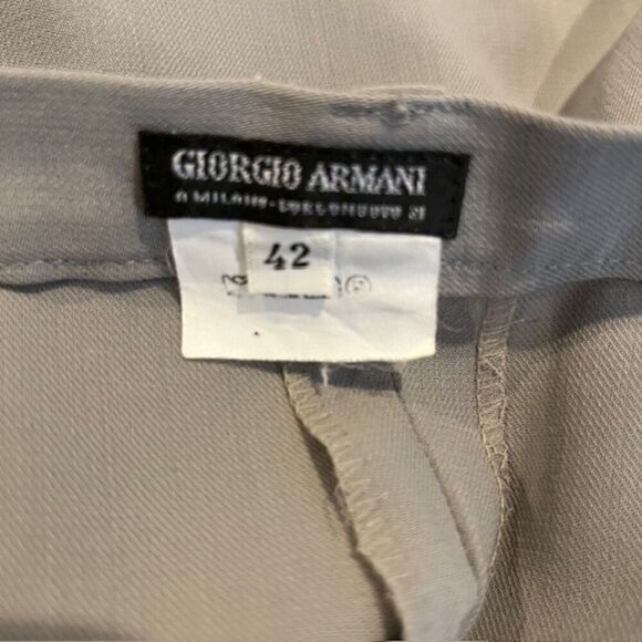 Giorgio Armani Linen Silk Blend Dress Slacks Light Gray Pockets Side Zip Size 42 - Picture 10 of 13